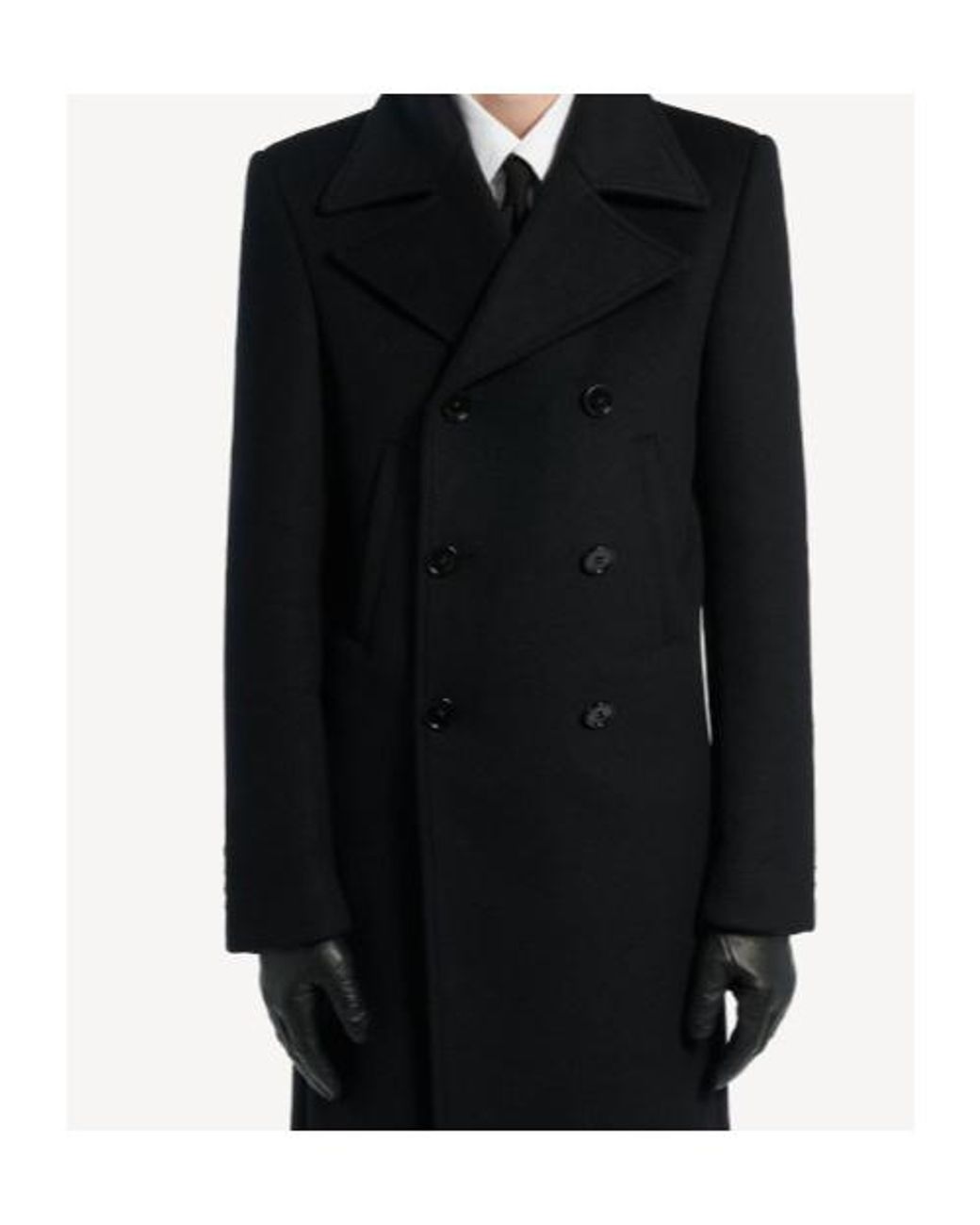 Balenciaga Black Double-Breasted Long Coat for men