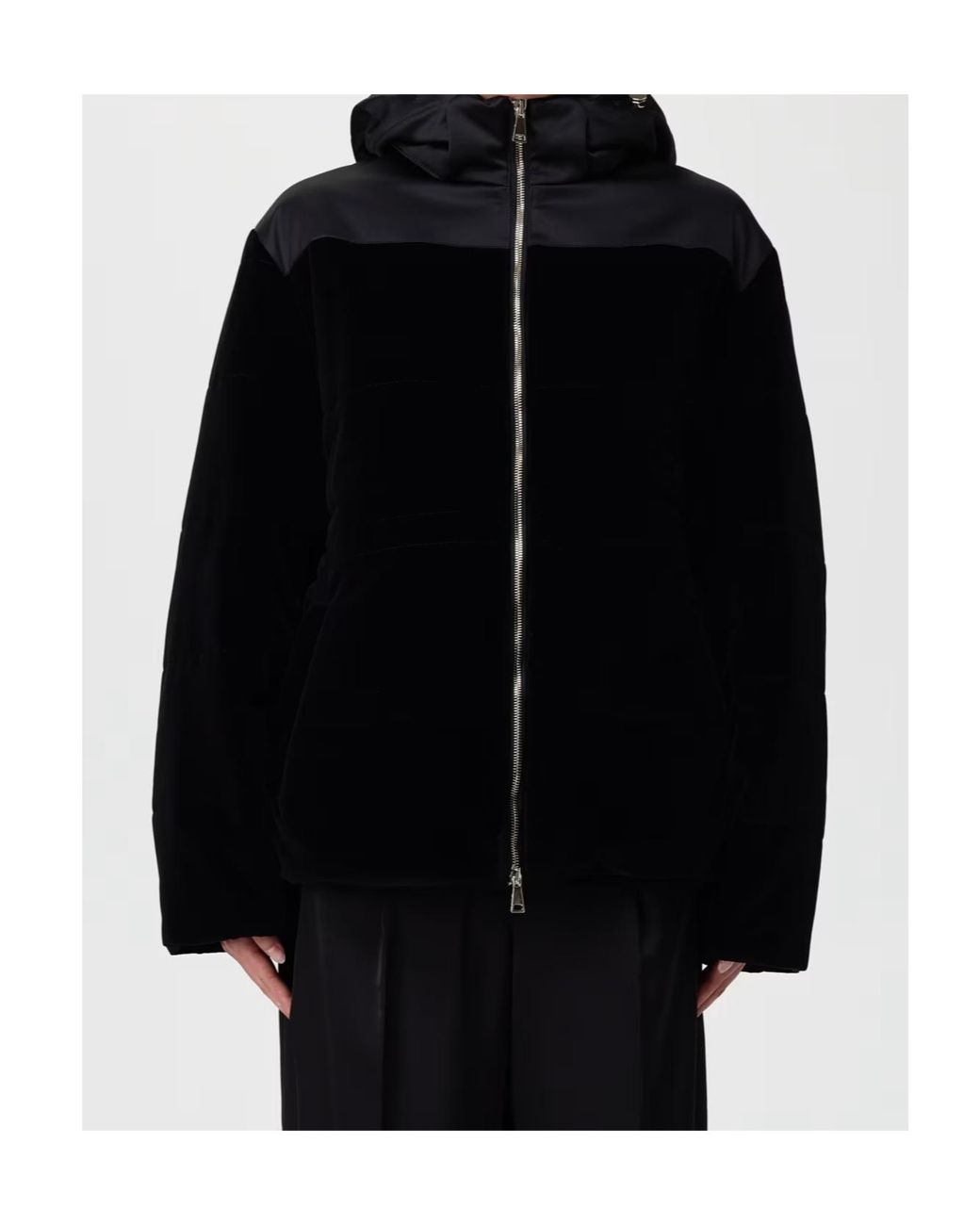 Fabiana Filippi Black Hooded Padded Velvet Jacket