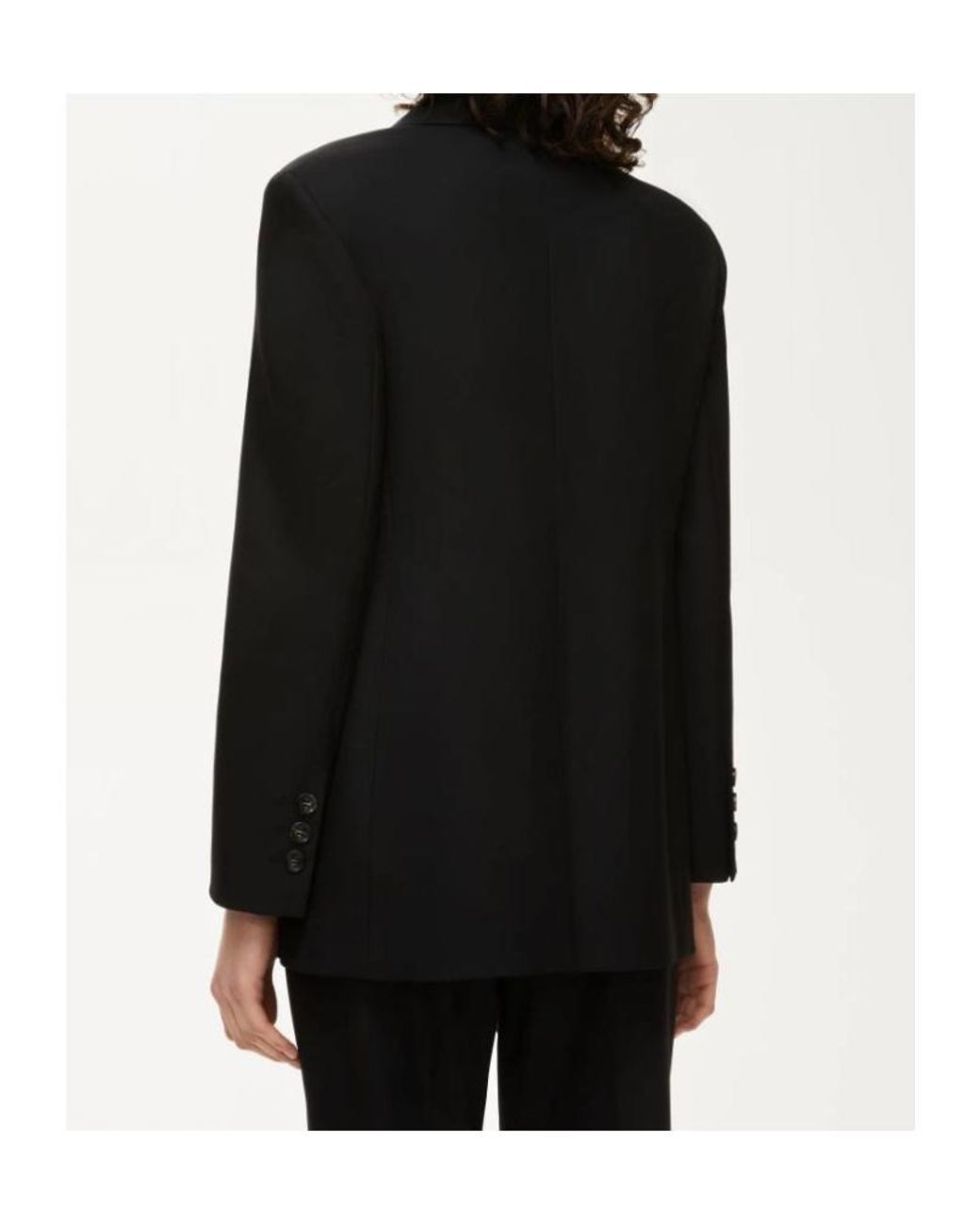 iBlues Black Notched-Lapel Double-Breasted Blazer