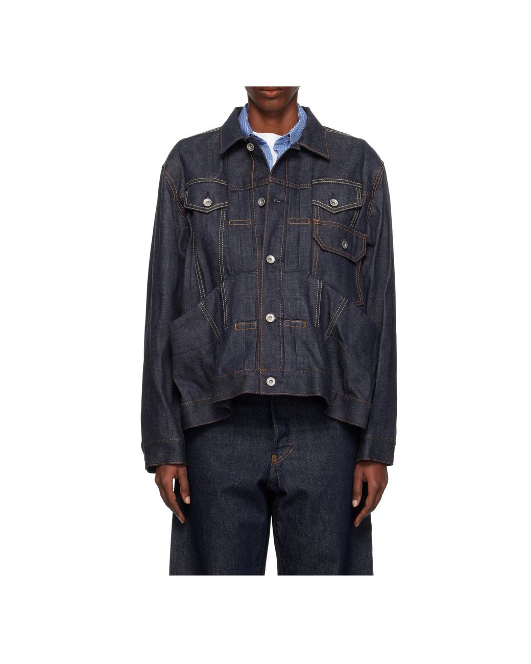 Sacai Blue Pocketed Cotton Jacket