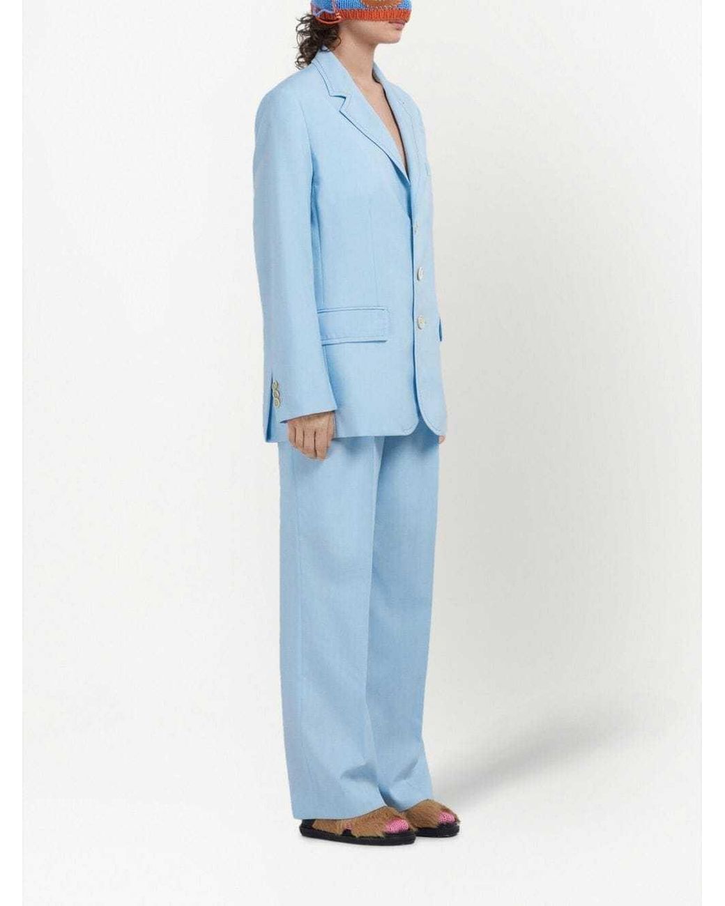 Marni Blue Wide-Leg Casual Pants