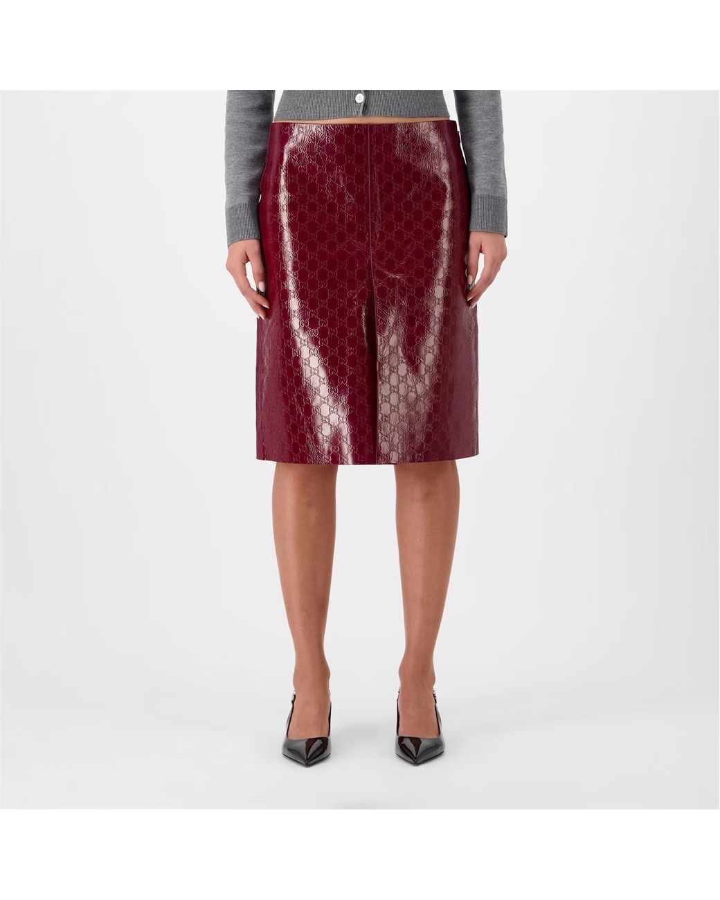 Gucci Purple Gg Embossed Mid-Length Skirt