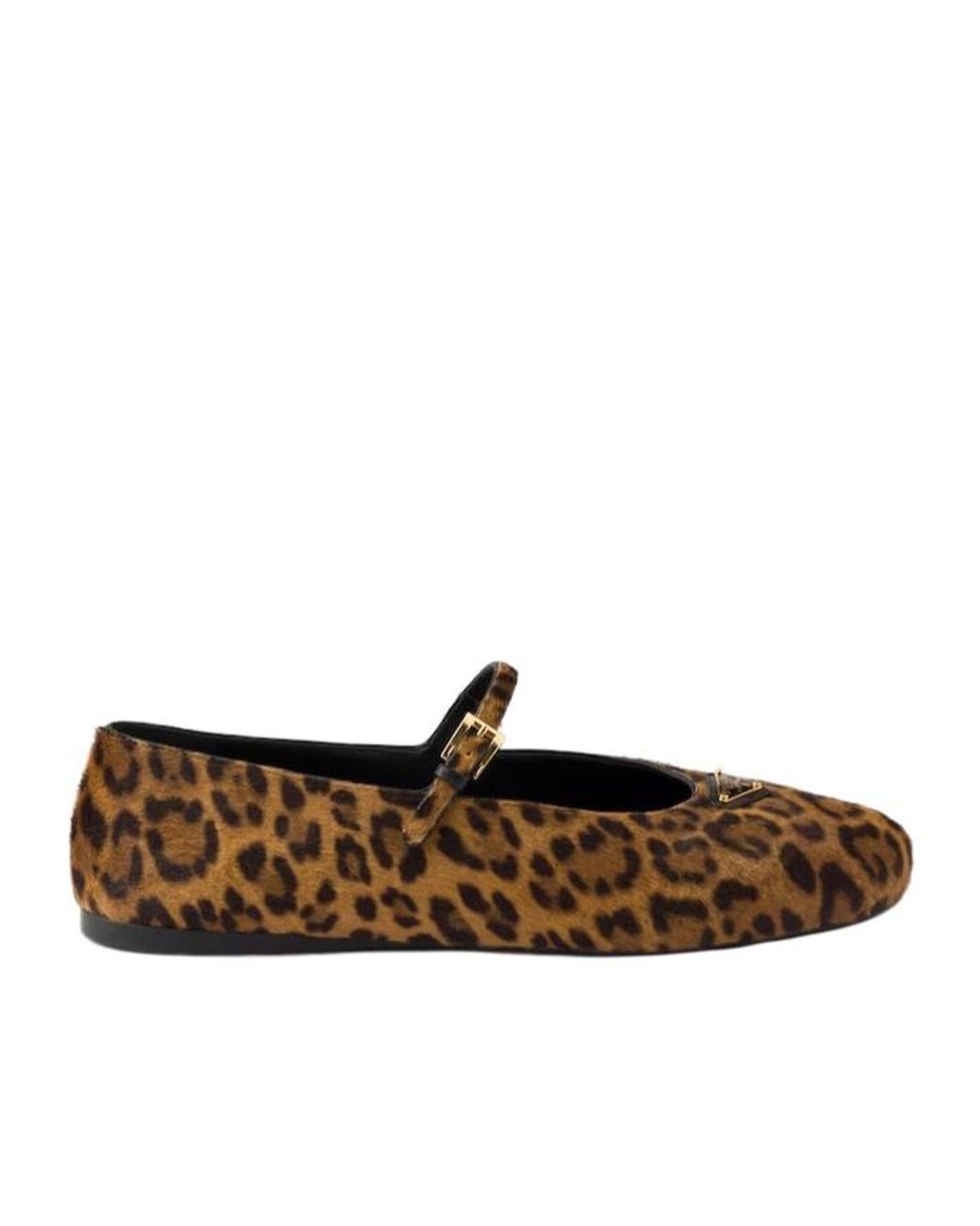 Prada Brown Printed Leather Ballerinas