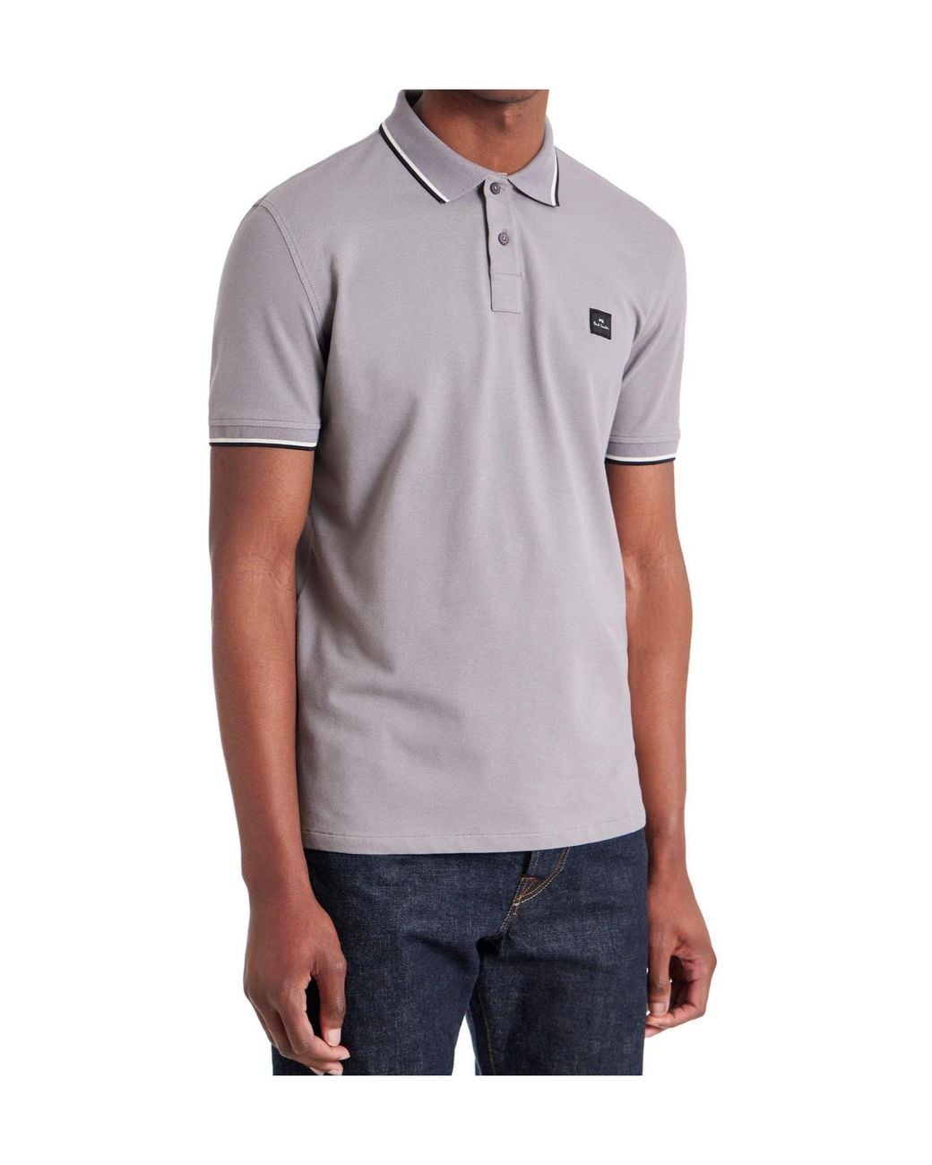 Paul Smith Gray Striped Collared Shortsleeve Polo for men