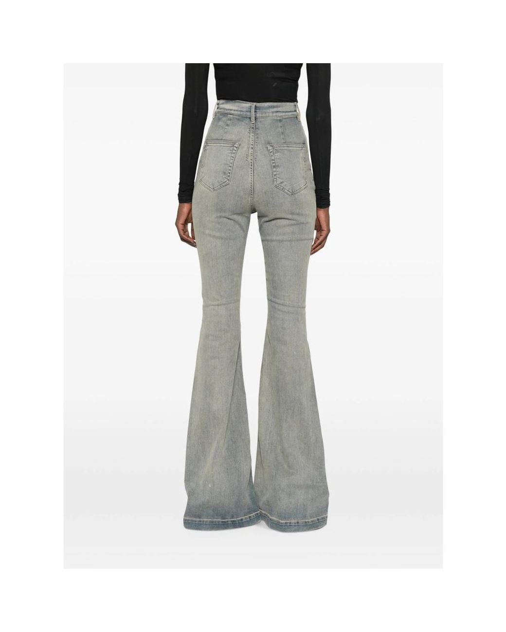 Rick Owens Gray High-Rise Flared Jeans