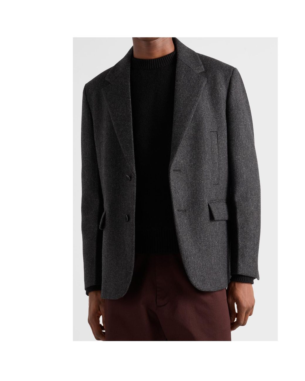 Prada Black Single-Breasted Wool Jacket for men