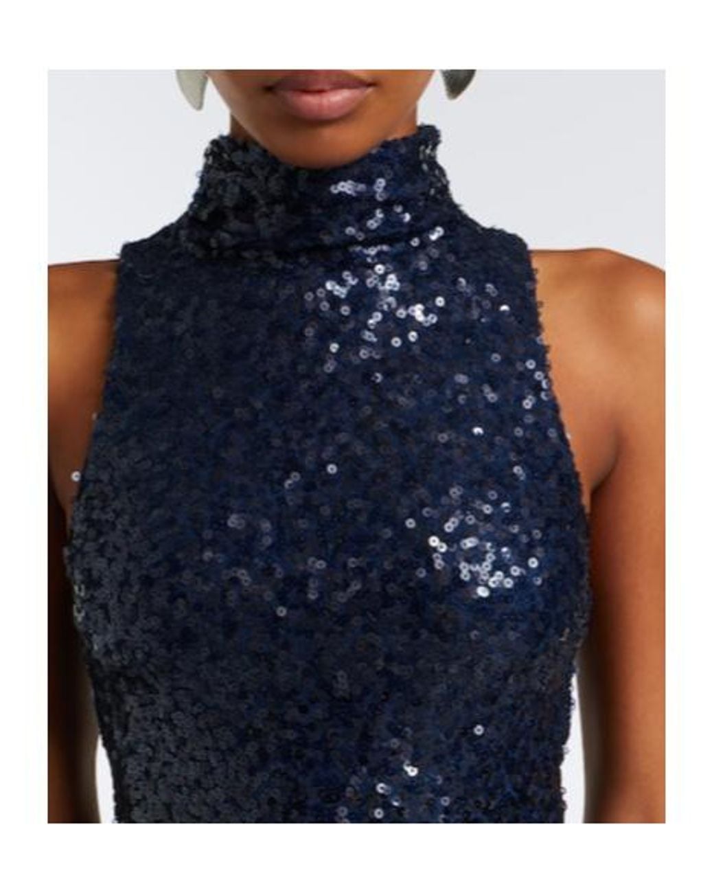 Christopher Esber Blue High-Neck Fitted Sequin Evening Dress