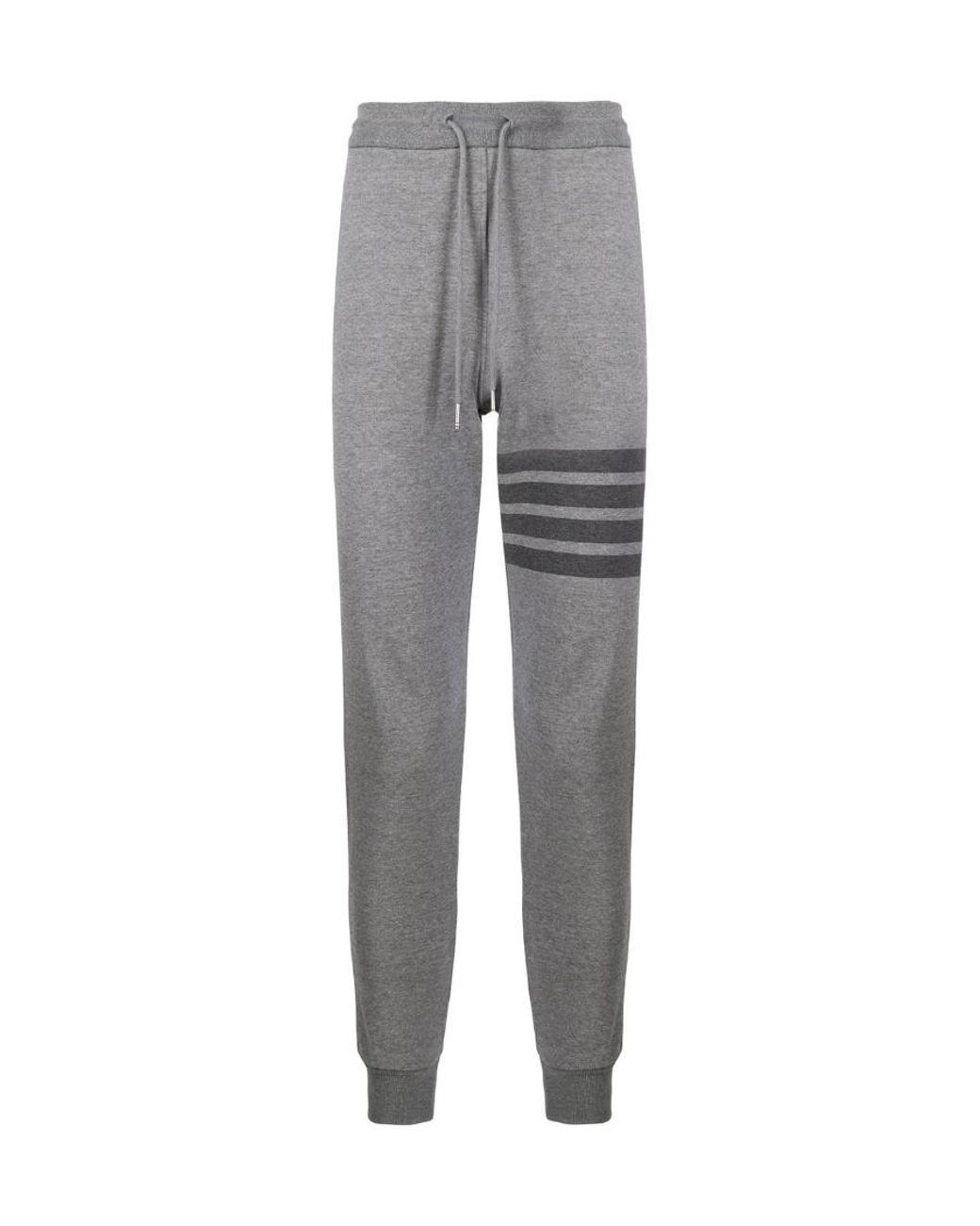 Thom Browne Gray Bar Drawstring Track Pants for men