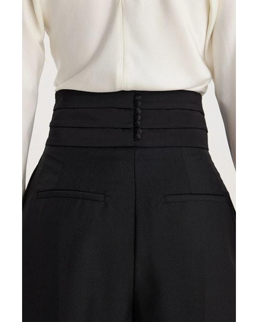 Rohe Black Pleated Satin-Waistband Trousers