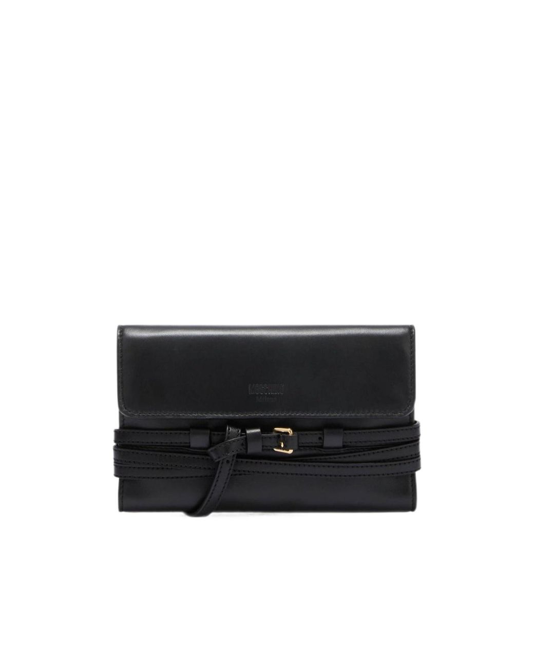 Moschino Black Buckled Chain Strap Shoulder Bag