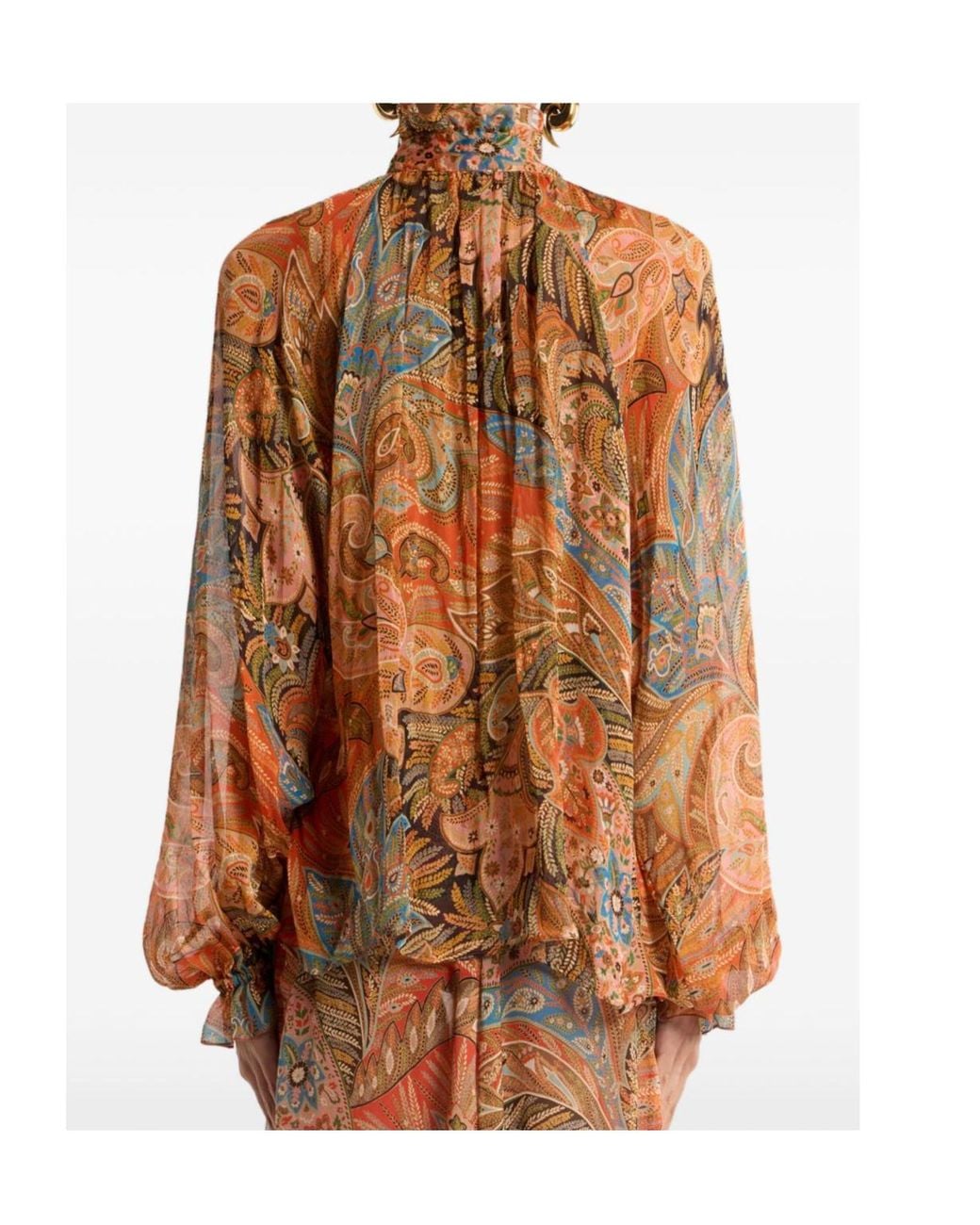 Etro Brown Paisley Ruffled Blouse