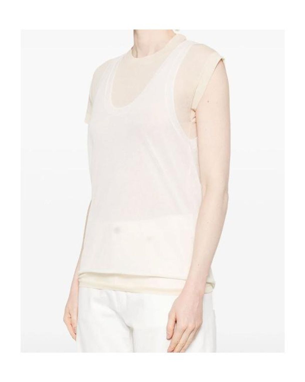 Pinko White Layered Knitted T-Shirt