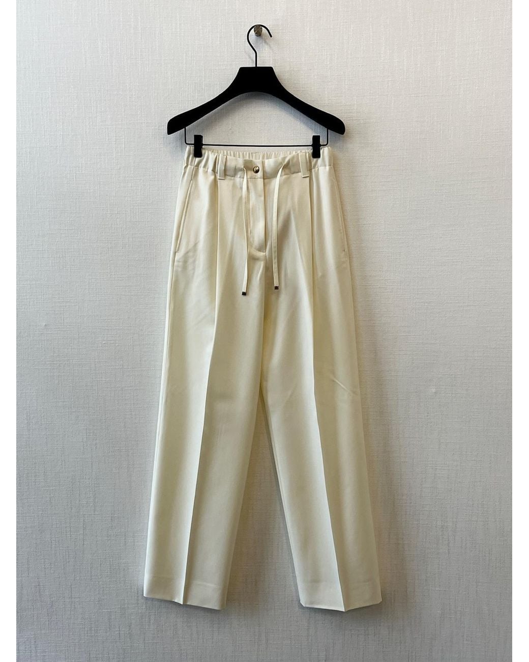 Moncler White Drawstring Tailored Trousers
