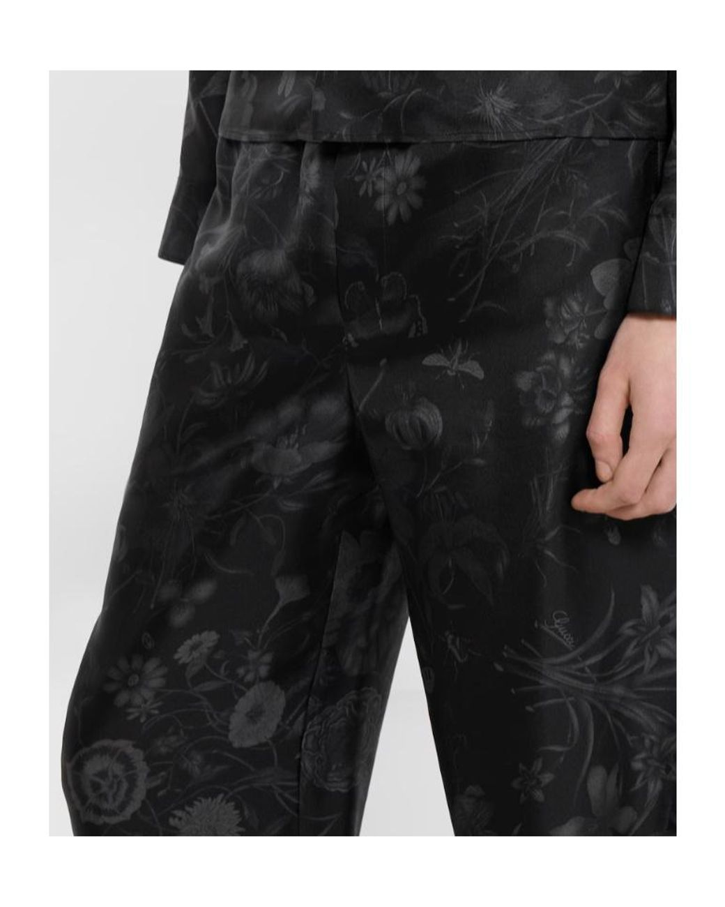 Gucci Gray Printed Silk Twill Pants for men