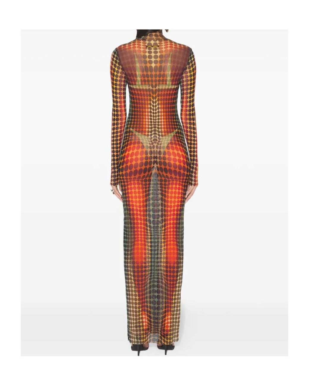 Jean Paul Gaultier Multicolor High-Neck Dots Maxi Dress