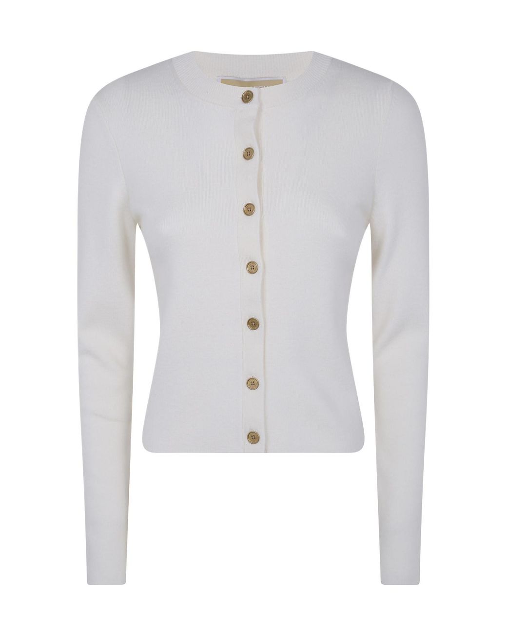 Michael Kors Blue Merino Rib Crewneck Cardigan