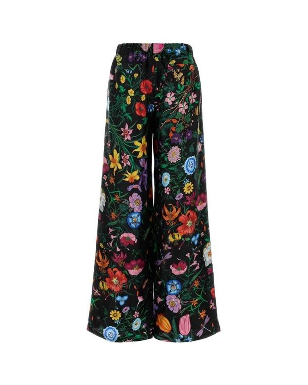 Gucci Black Floral Print Twill Pants