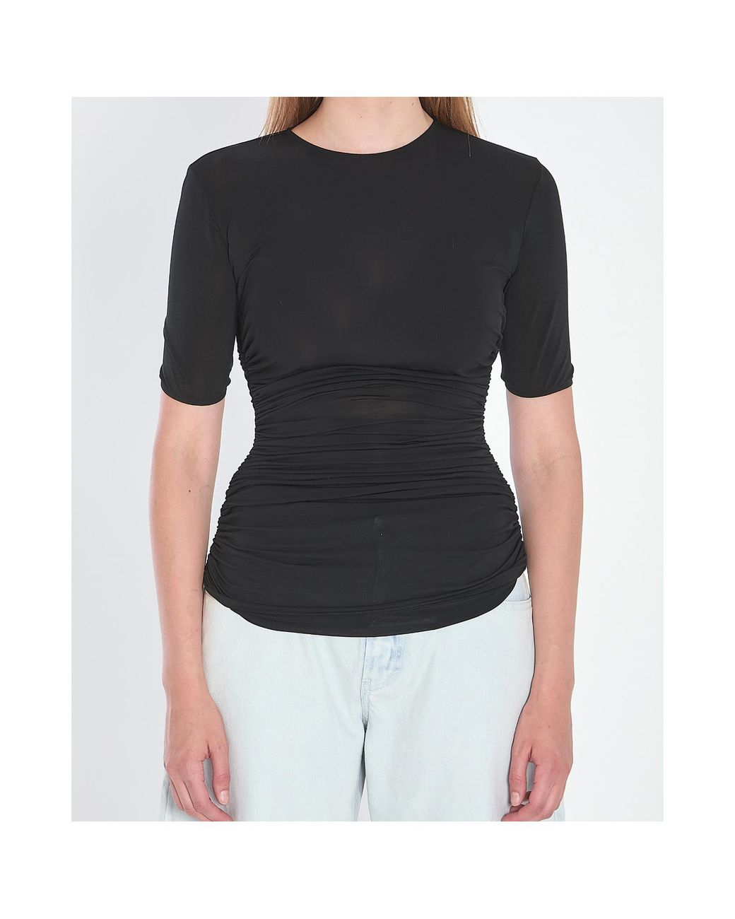 Alaïa Black Alaïa Gather Detailed Jersey T-Shirt