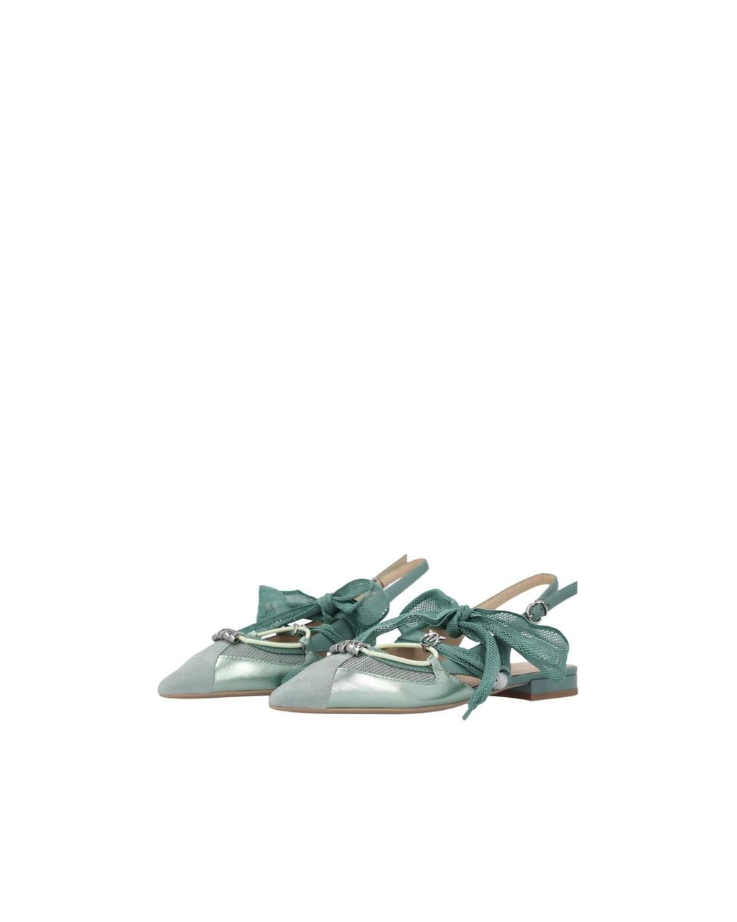 Pinko Green Bow Pointed Toe Slingback Pumps