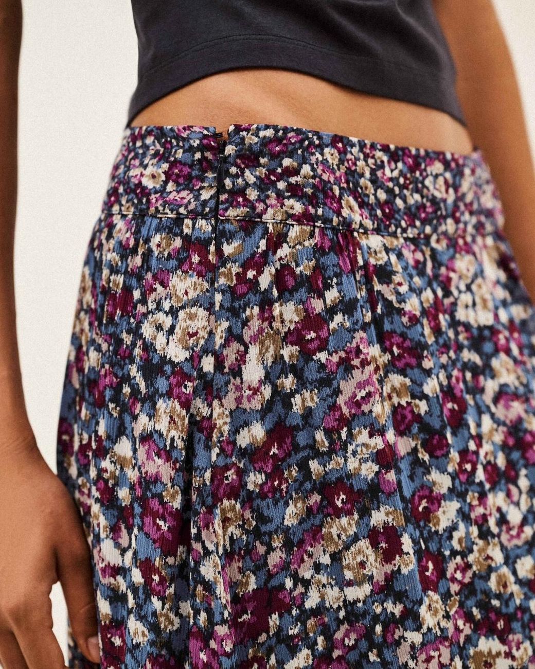Ba&sh Blue Klap Floral-Print Asymmetric Skirt