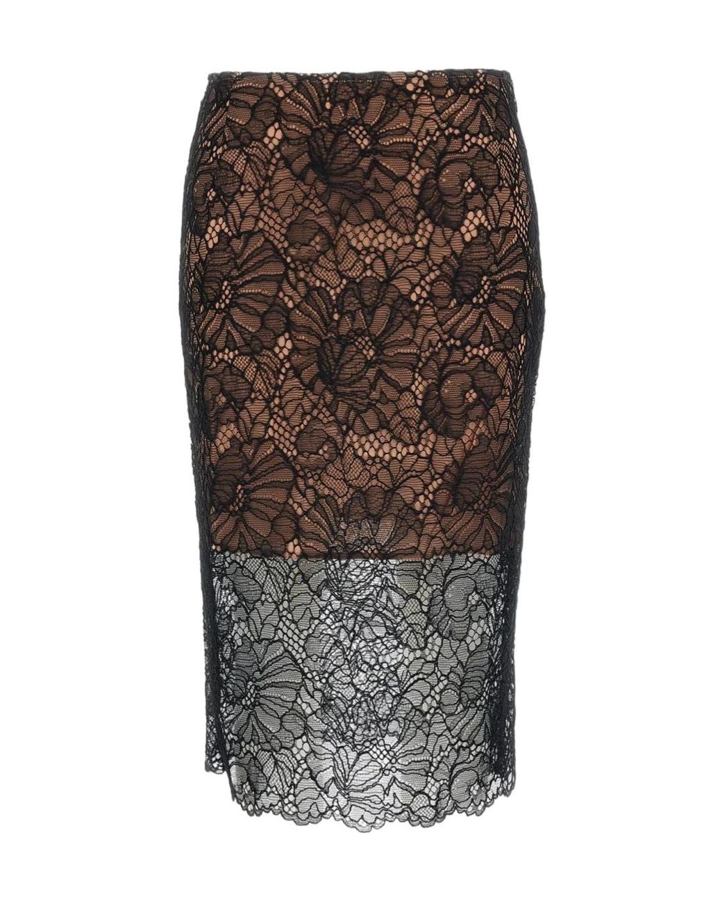 ROTATE BIRGER CHRISTENSEN Brown Lace Midi Skirt