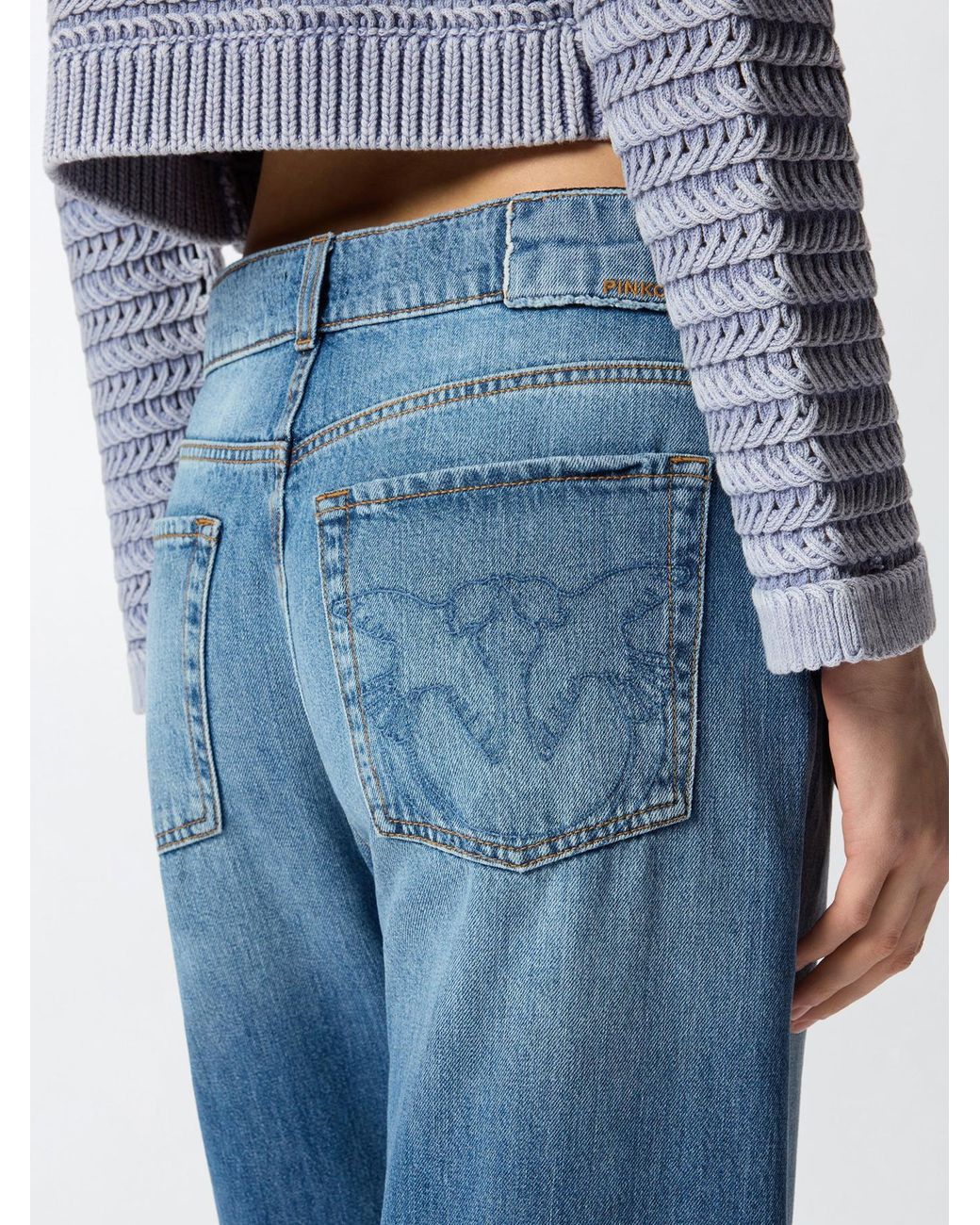 Pinko Blue Wide-Leg Fading Jeans