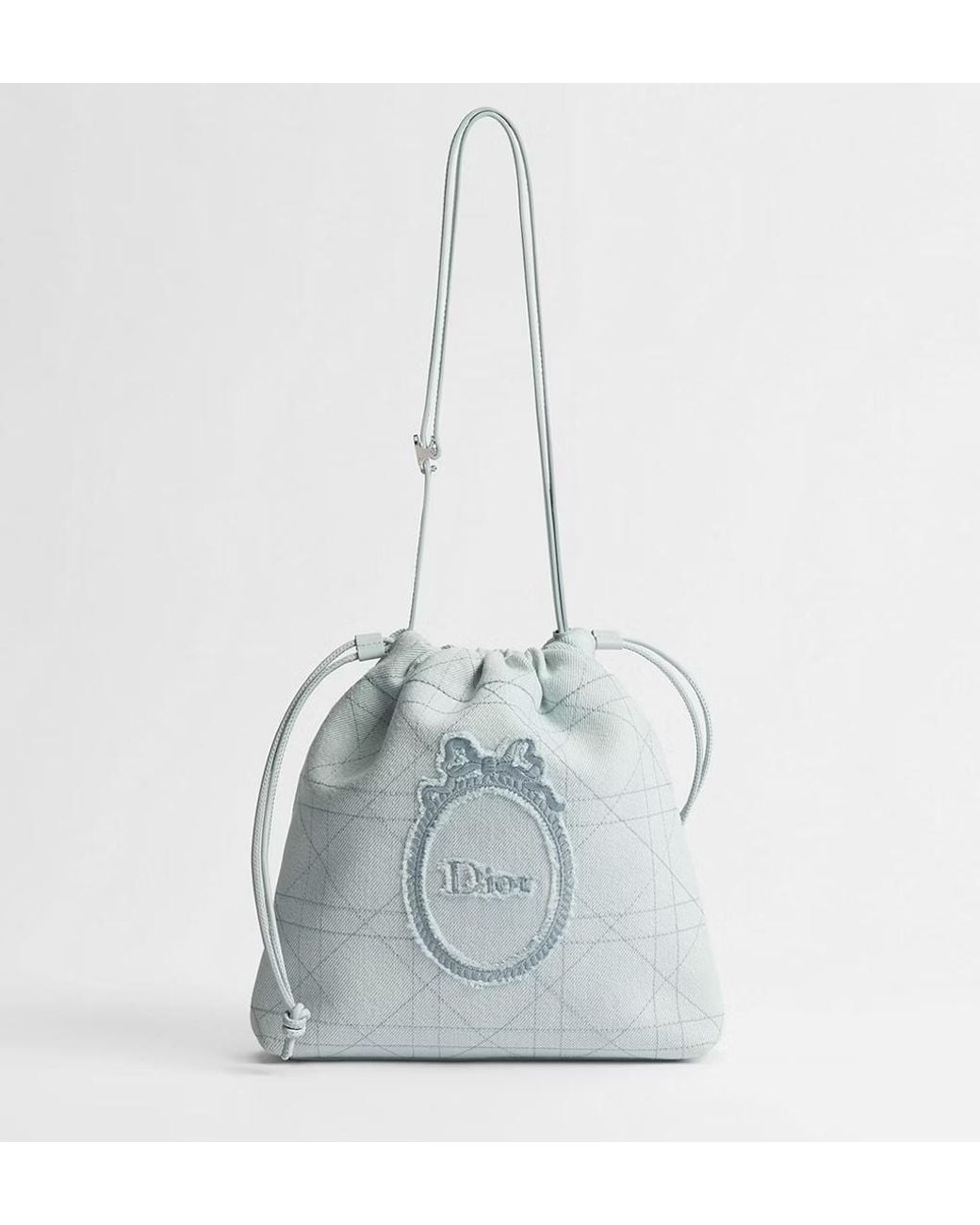 Dior Blue Blooming Drawstring Handbag