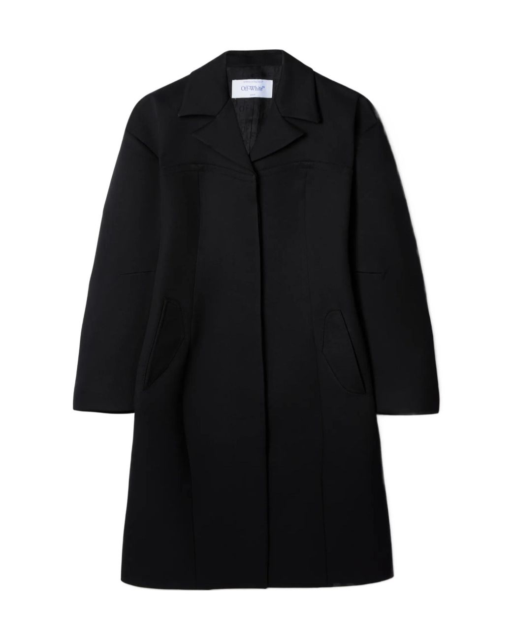 Off-White c/o Virgil Abloh Black Round Techno Gab Straight Hem Coat