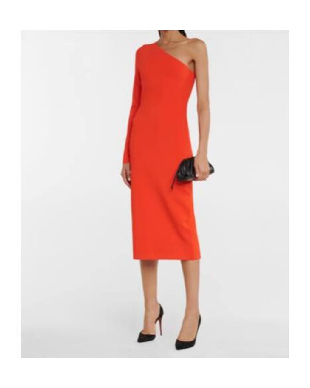 Victoria Beckham Red Vb Body One-Shoulder Midi Dress