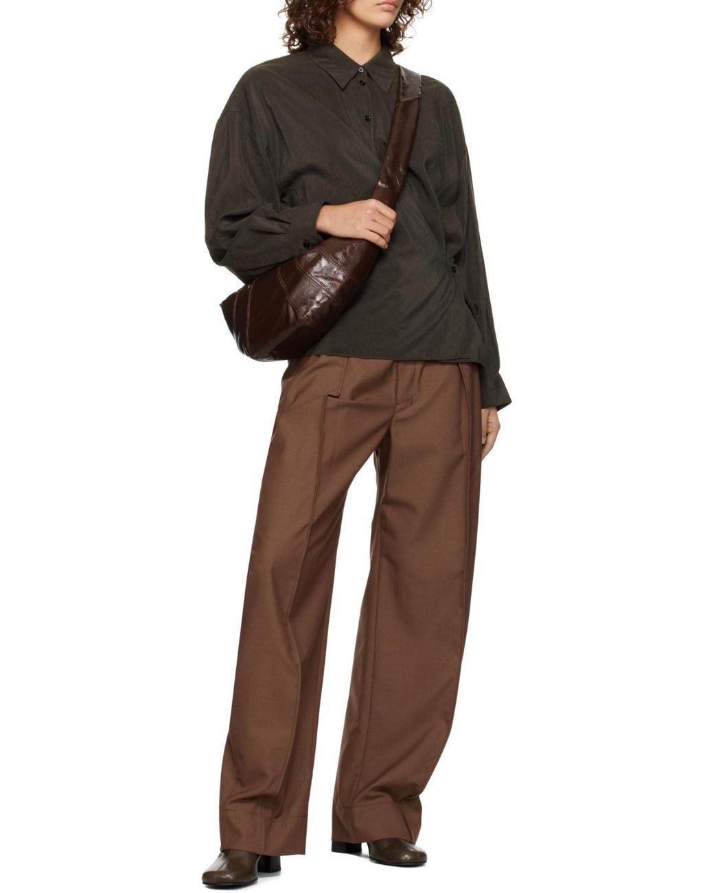 Lemaire Brown Medium Croissant Shoulder Bag