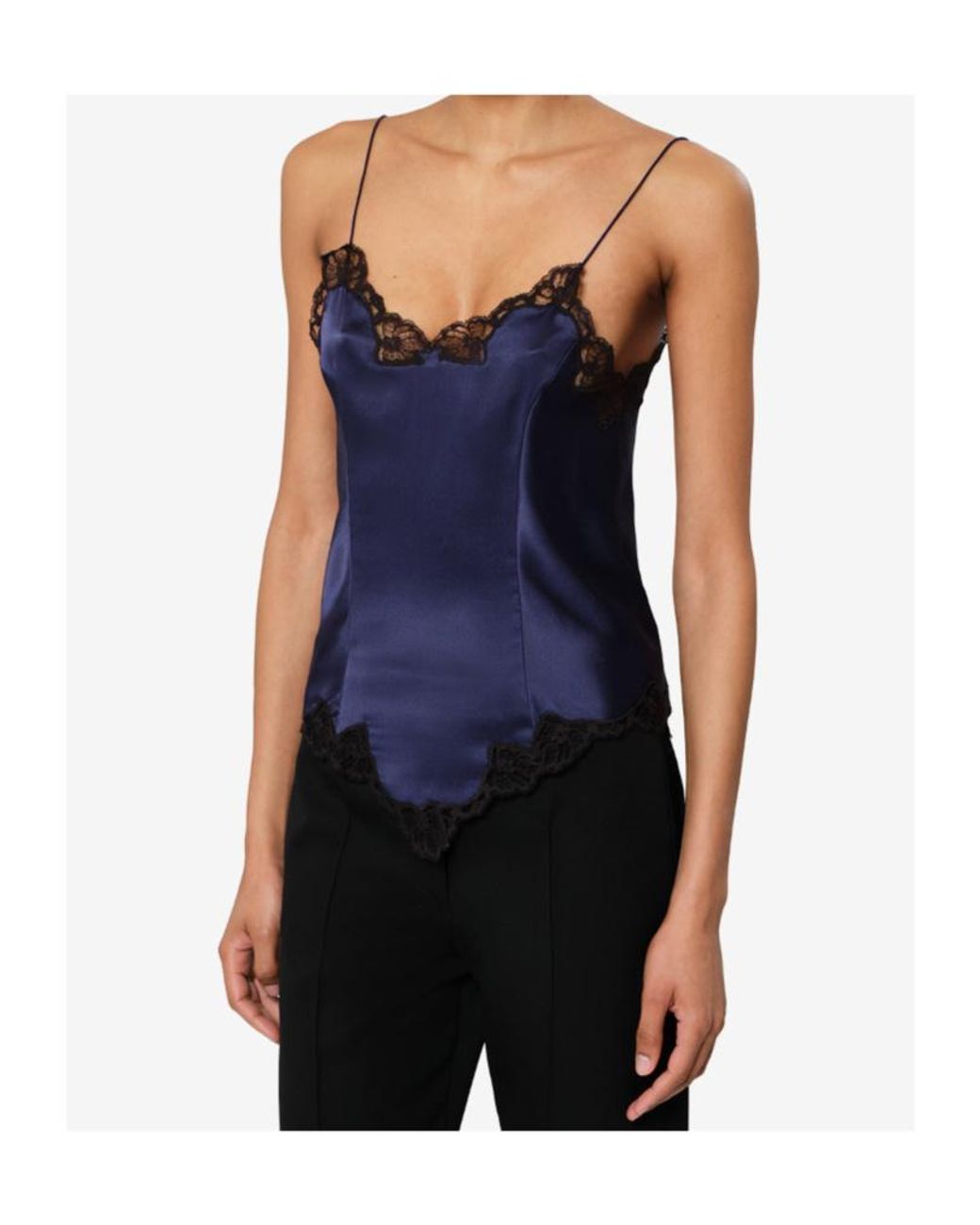 Isabel Marant Blue Amael Lace-Trimmed Satin Camisole