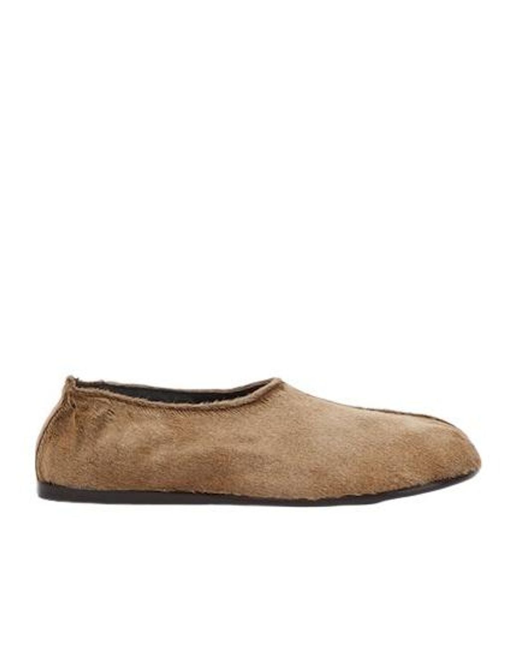 Lemaire Brown Calf-Hair Slip-On Shoes for men