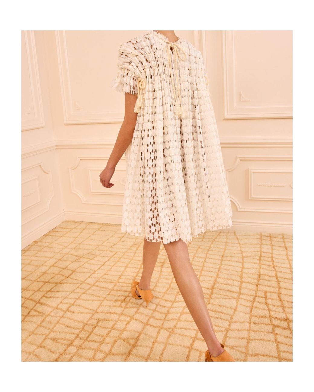 Ulla Johnson Natural Layla Lace Mini Dress
