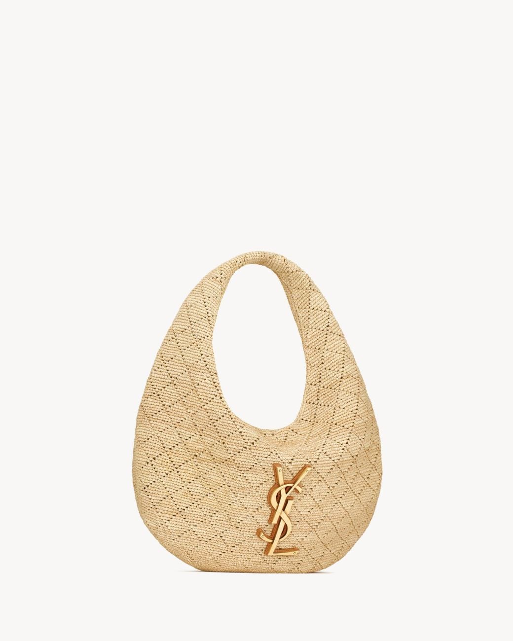 Saint Laurent Natural Icare Logo Plaque Hobo Bag