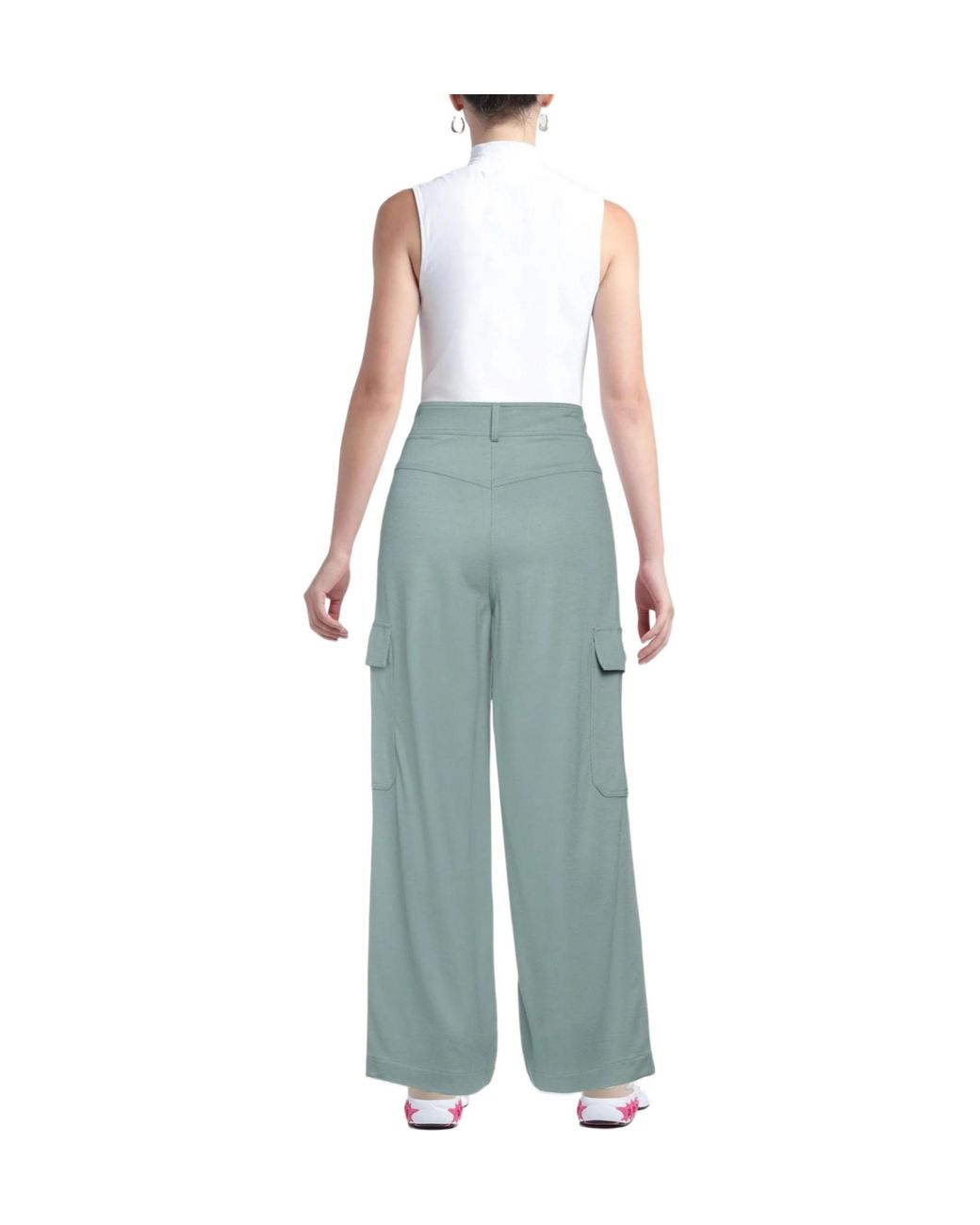 Max Mara Blue Solid-Colored Cargo Pants