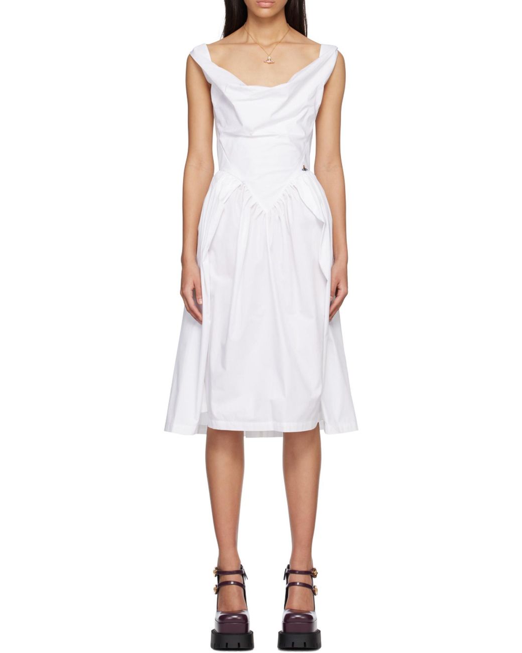 Vivienne Westwood White Sunday Draped Midi Dress
