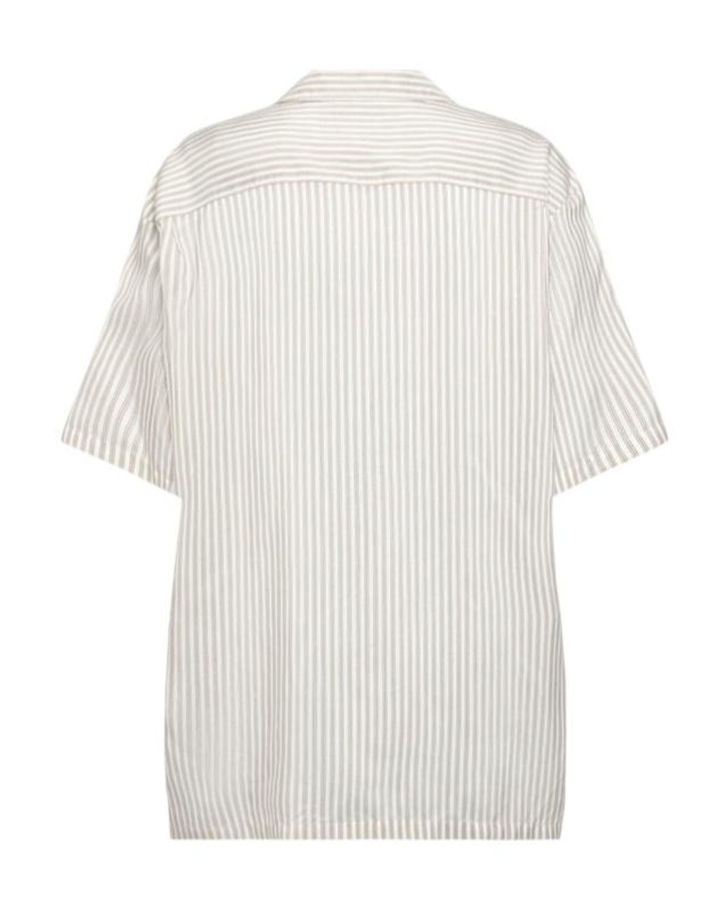 The Row White Jorge Striped Silk Short Sleeve Shirt