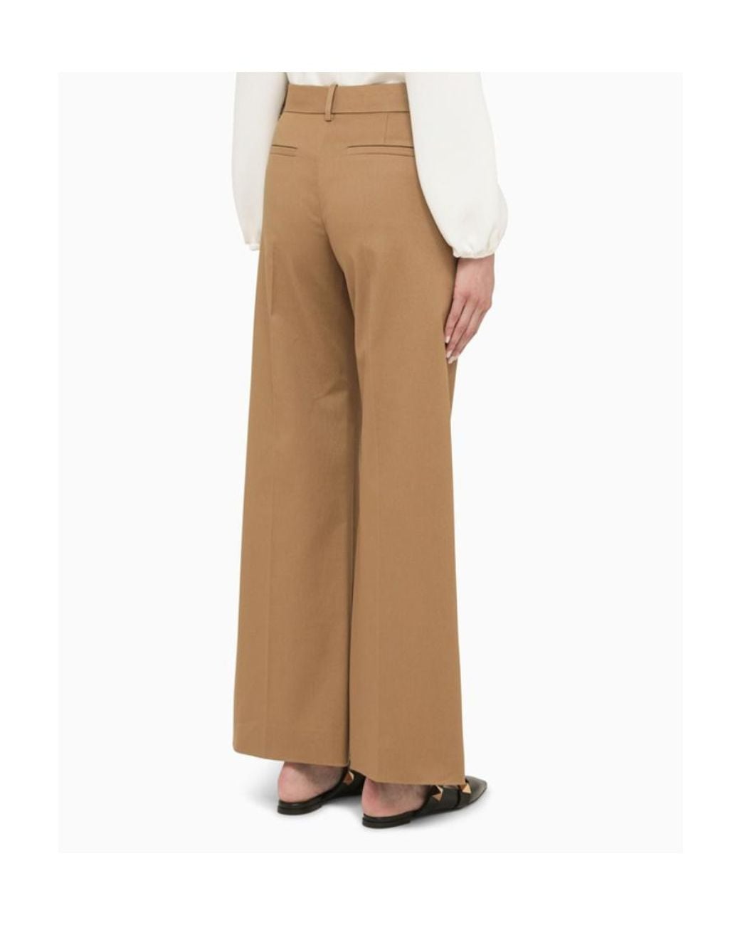 Valentino Natural High-Waisted Wide-Leg Trousers