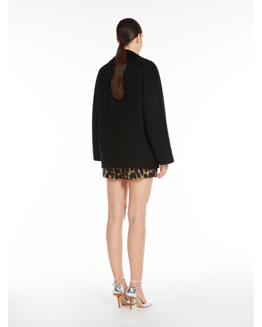 Max Mara Black Zip Detailed Long-Sleeved Coat
