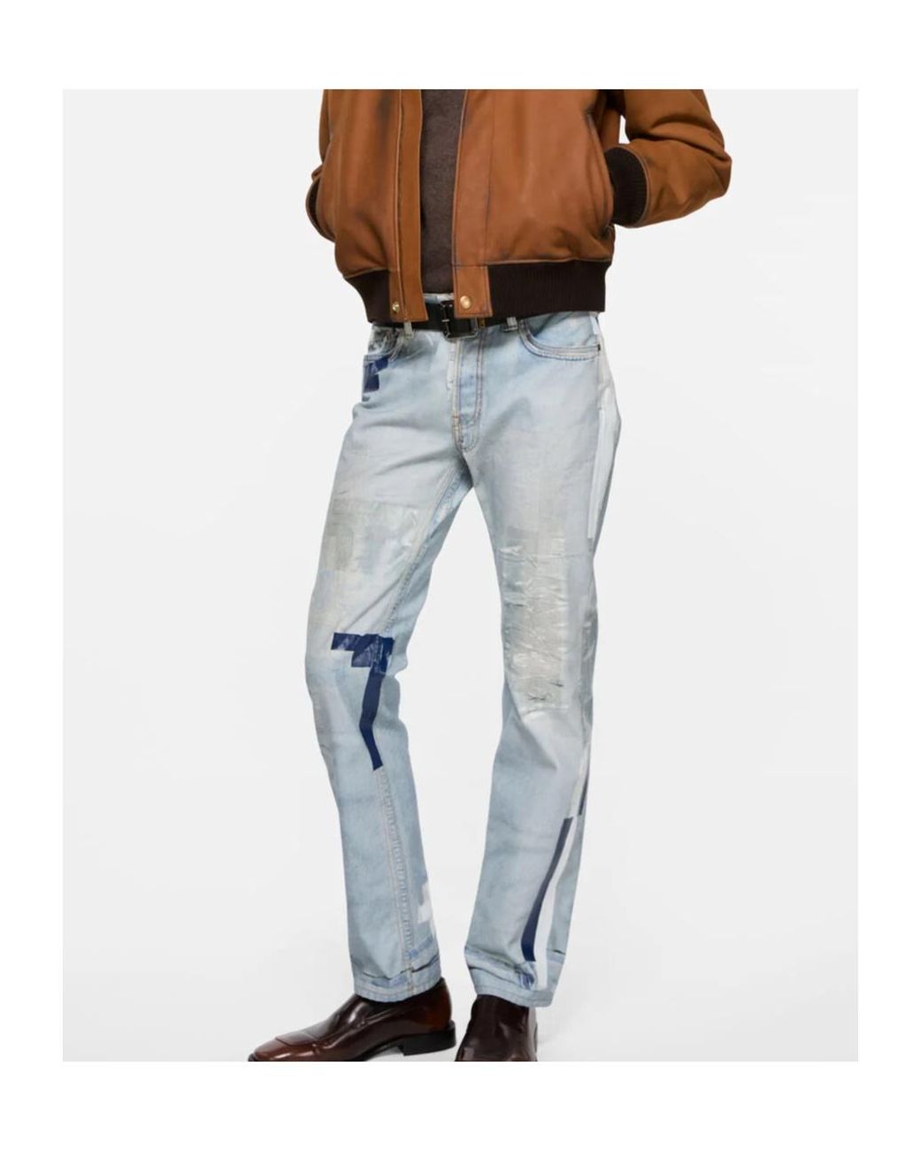 Acne Blue Trompe-L'Œil Tape Jeans for men