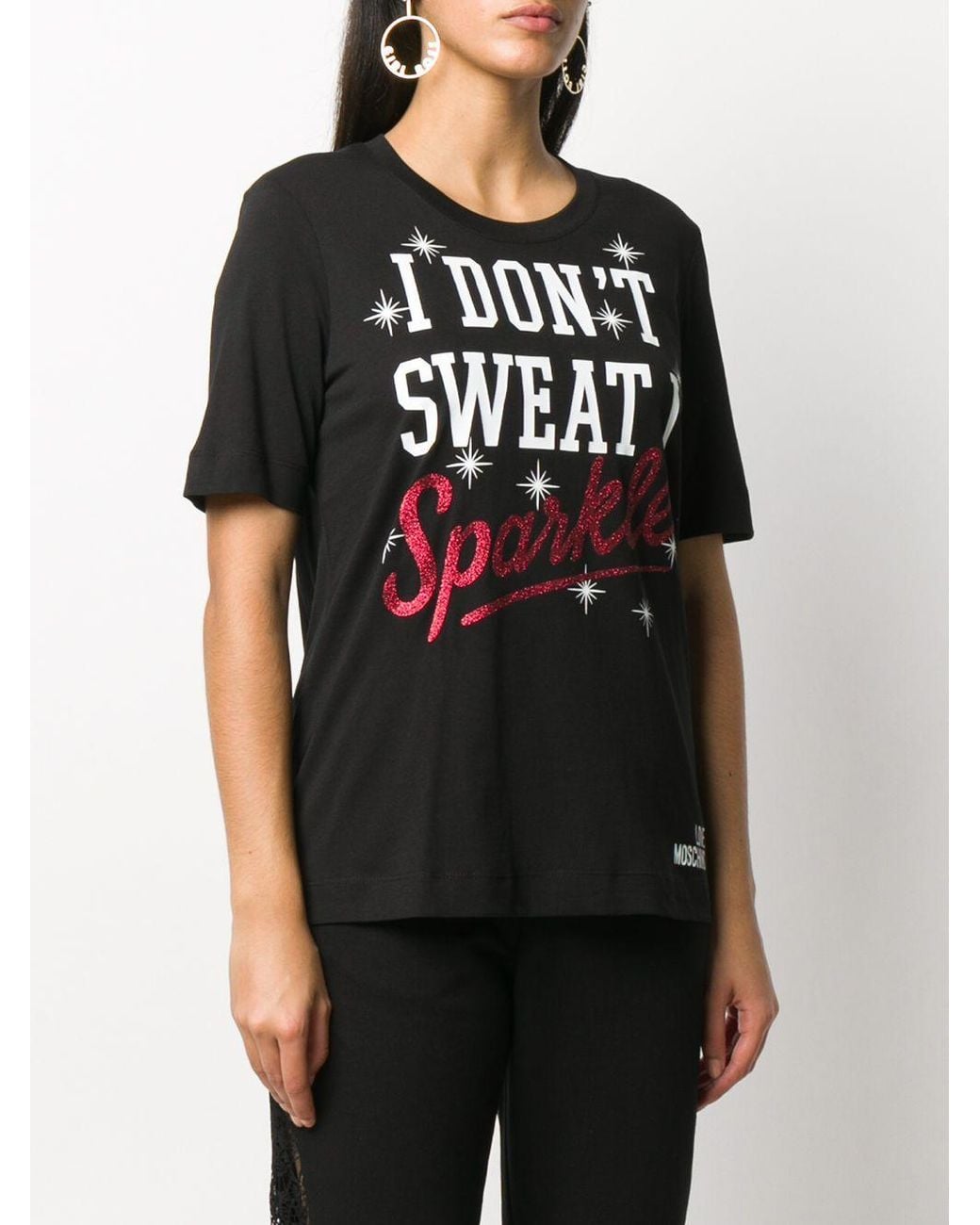 Moschino Black Slogan Printed T-Shirt