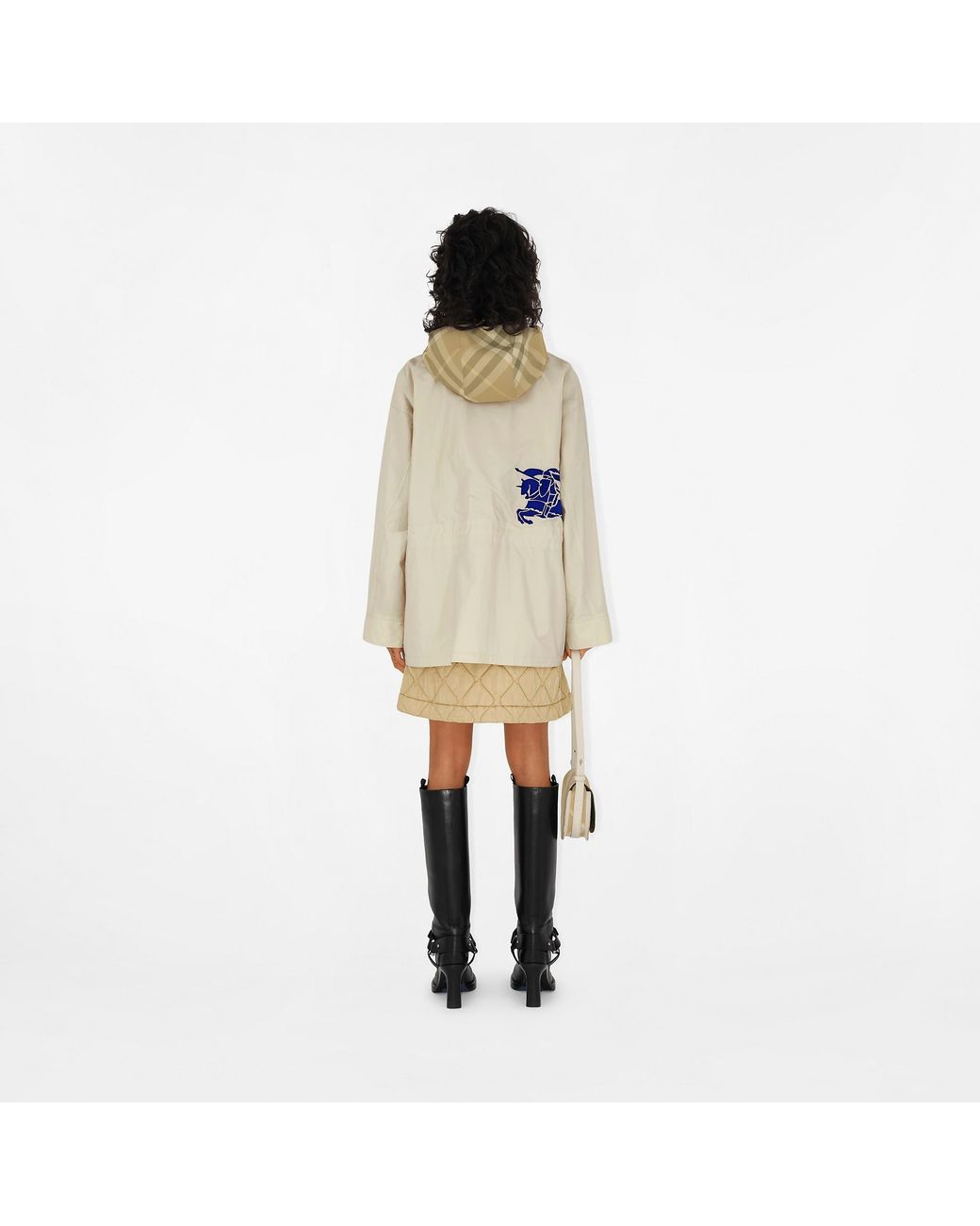 Burberry Natural Ekd Check-Print Hooded Jacket