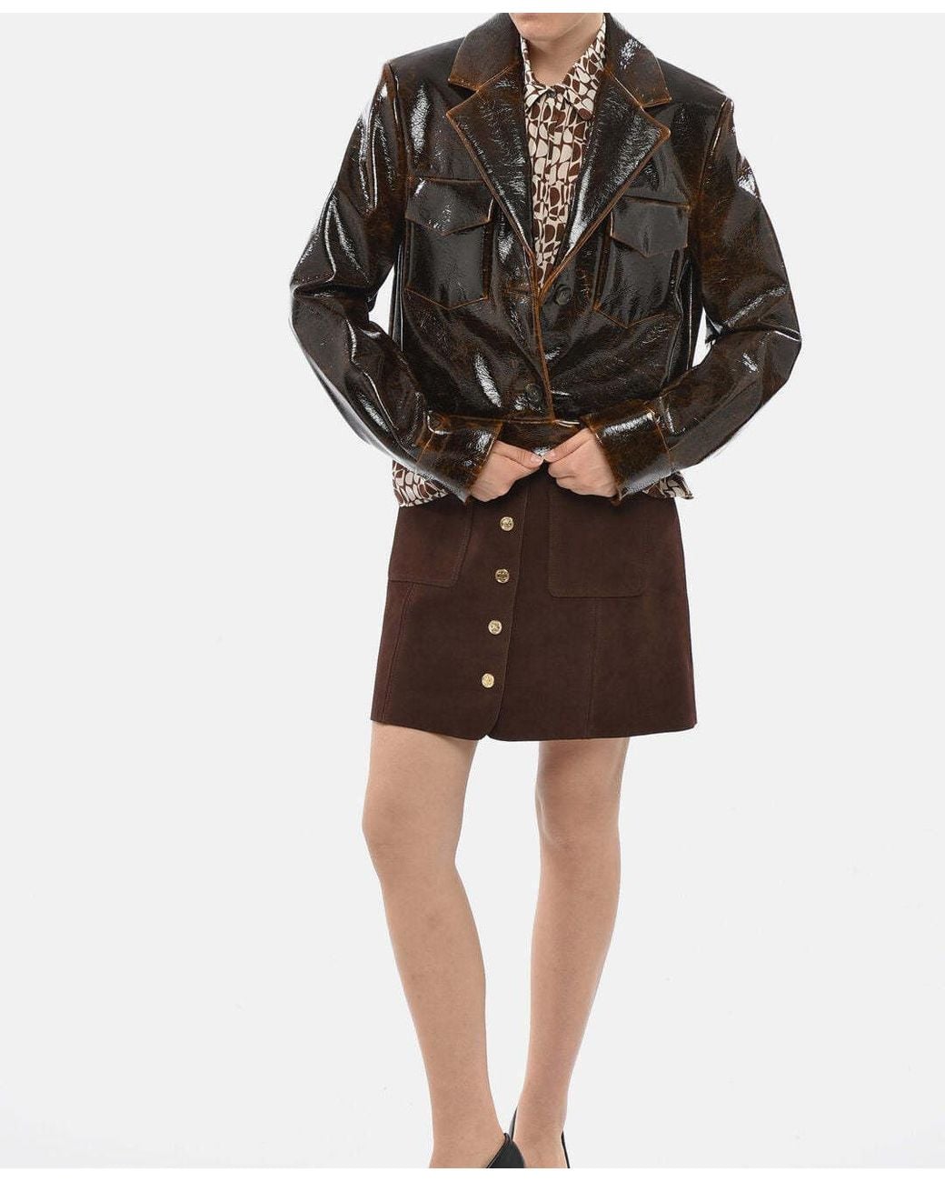 Max Mara Brown Macro Cropped Jacket