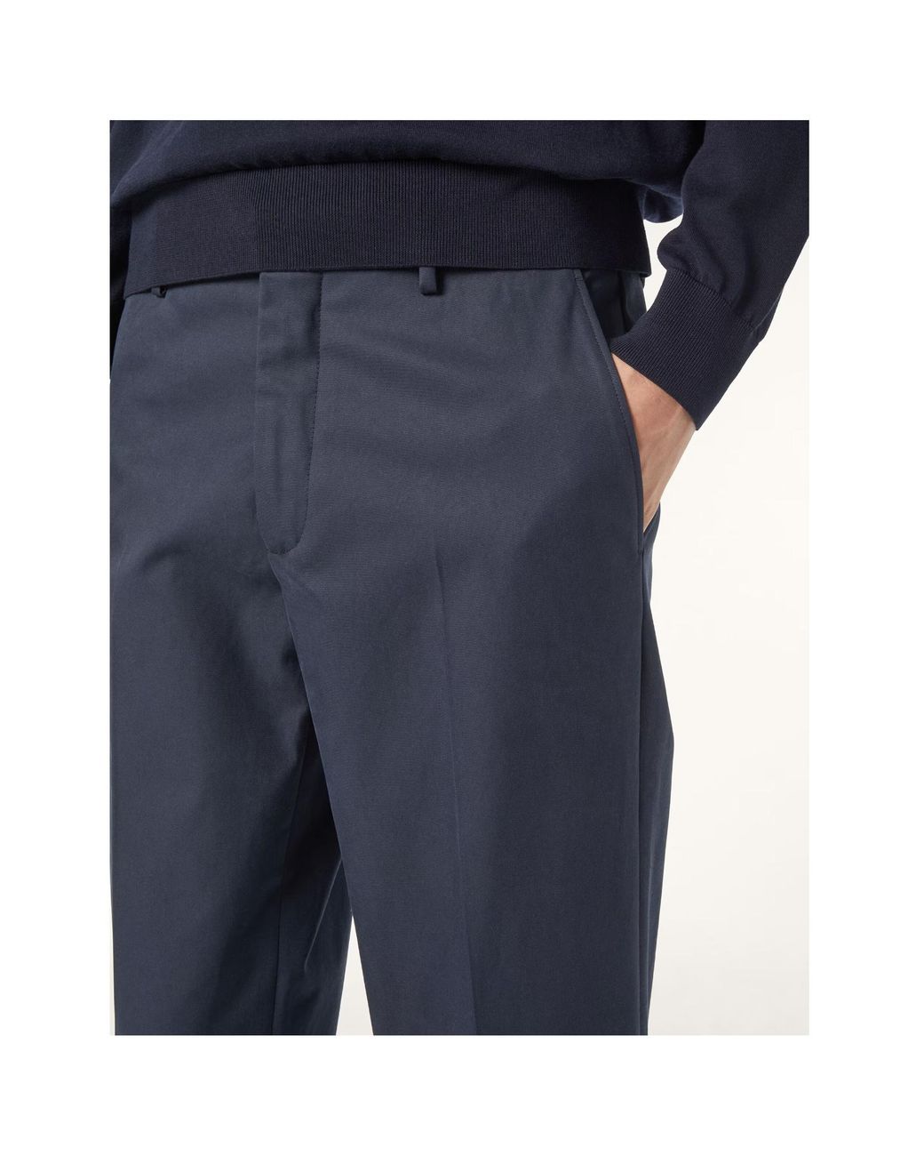 Loro Piana Blue Jarno Pressed Crease Trousers for men