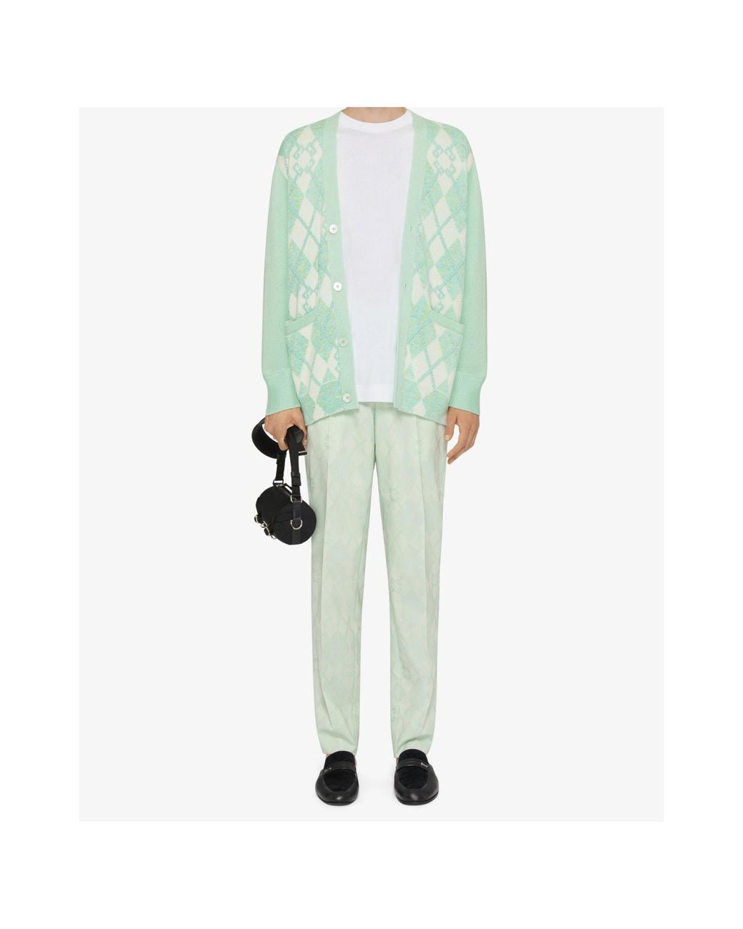 Givenchy Green Monogram 72 Argyle Knit Cardigan for men