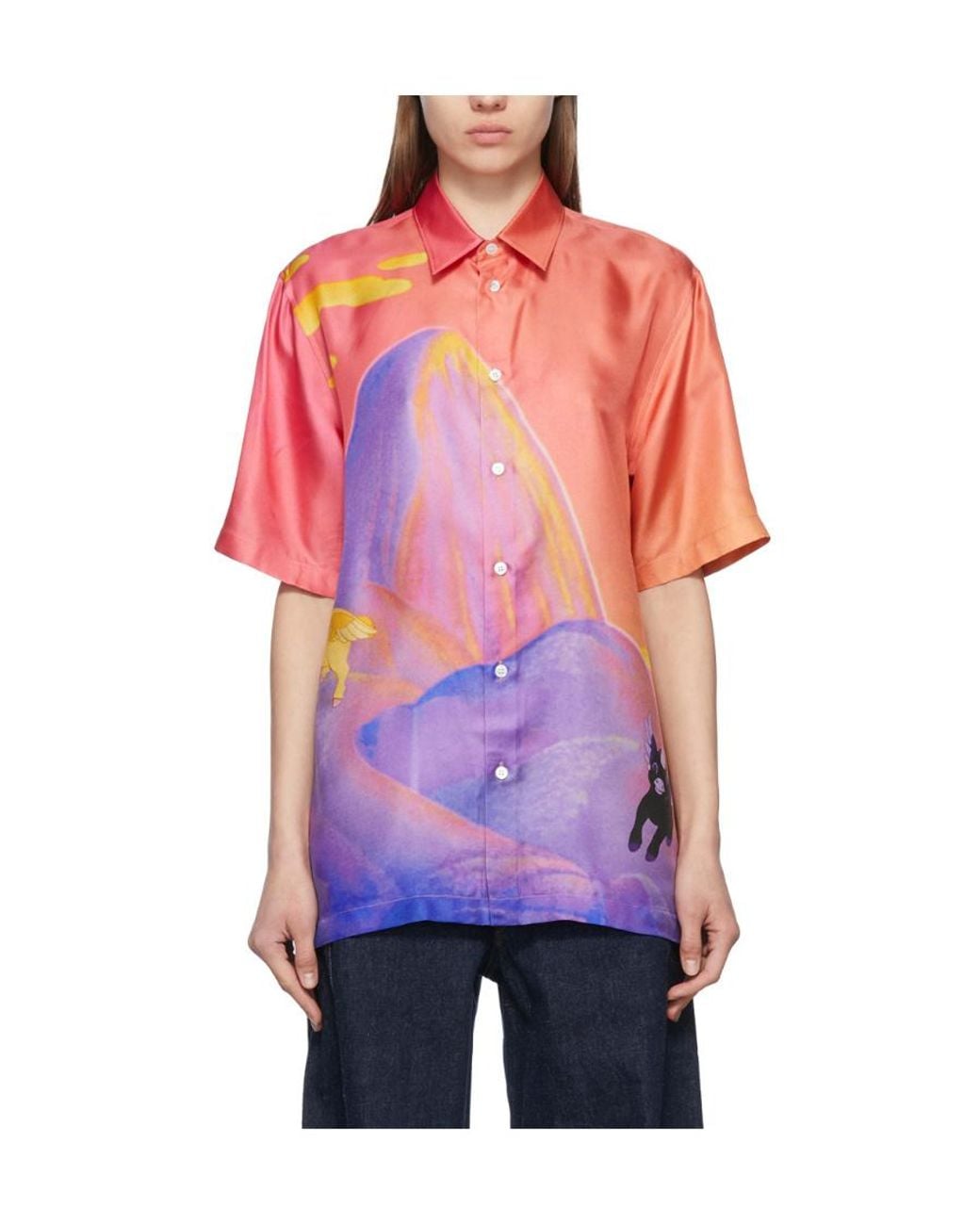 Stella McCartney Purple Graphic Print Short-Sleeve Shirt