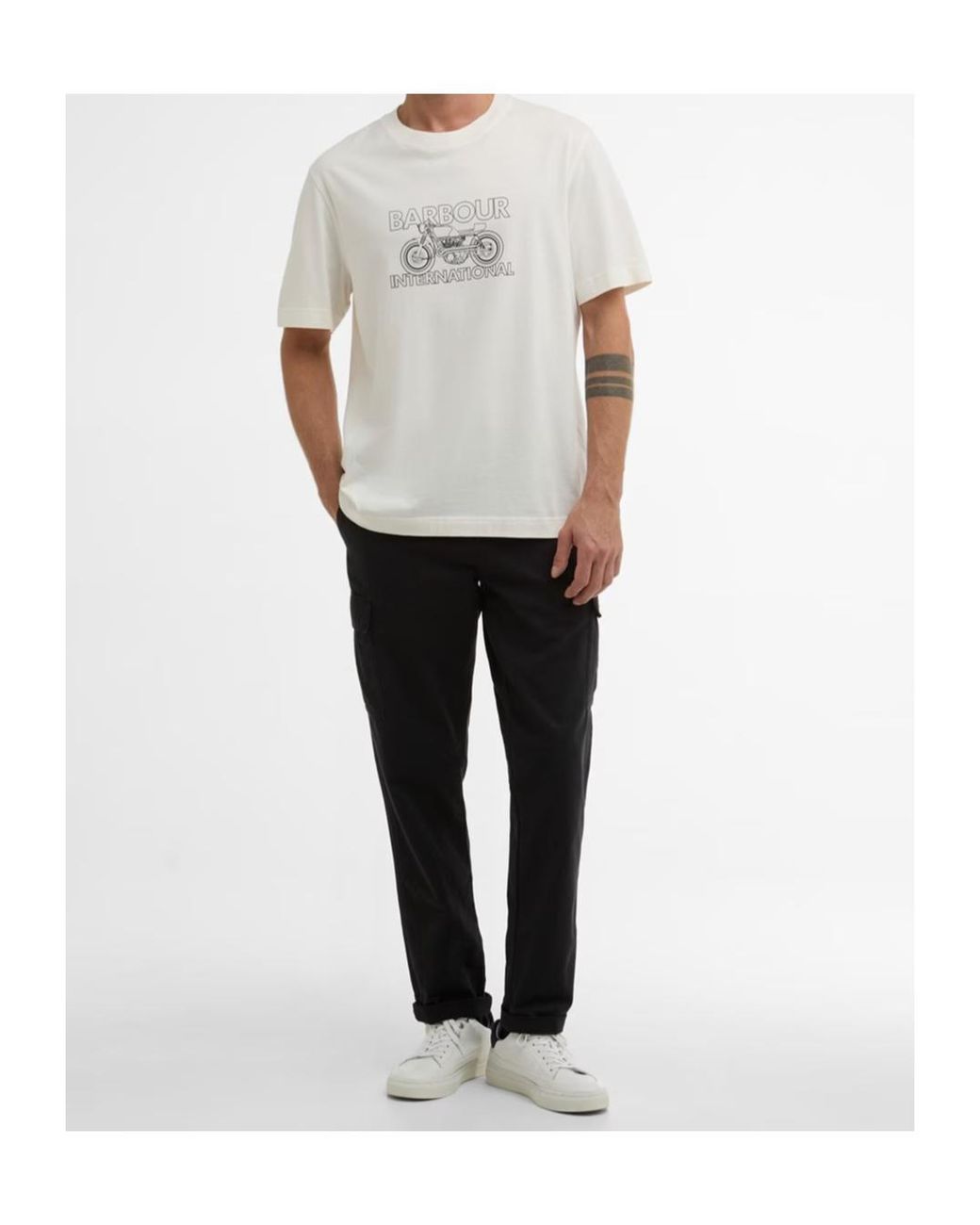 Barbour White Motorcycle Graphic T-Shirt for men