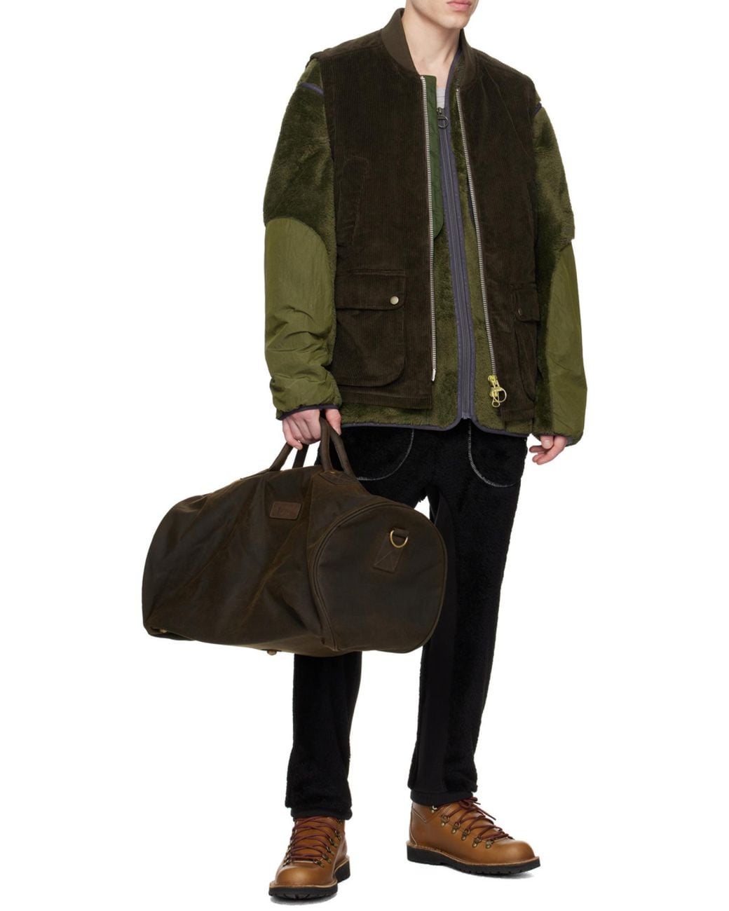 Barbour Black Waxed Cotton Duffle Bag for men