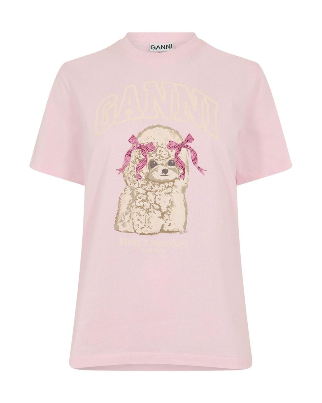 Ganni Pink Basic Jersey T-Shirt