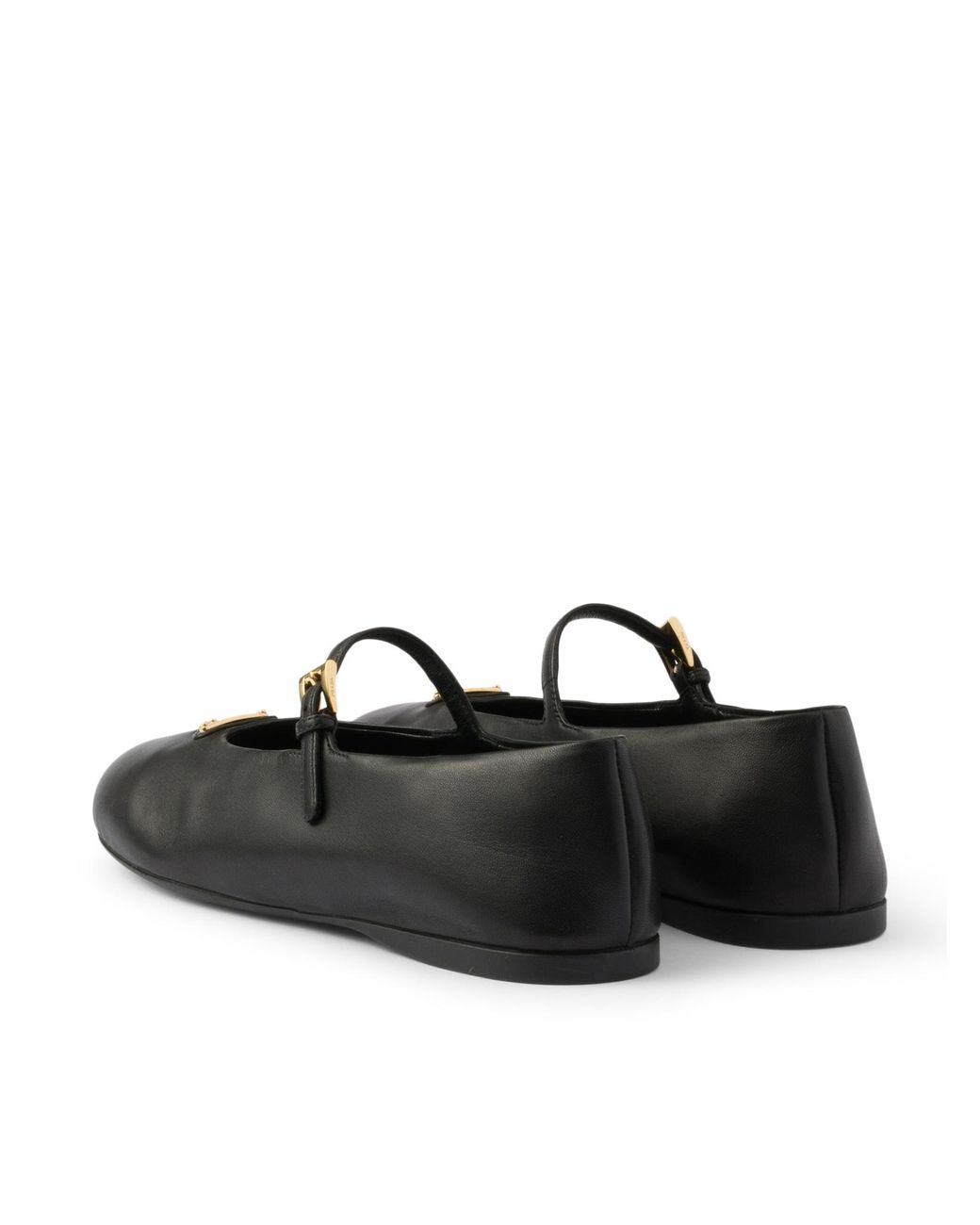 Prada Black Logo Detailed Round-Toe Ballerina Shoes